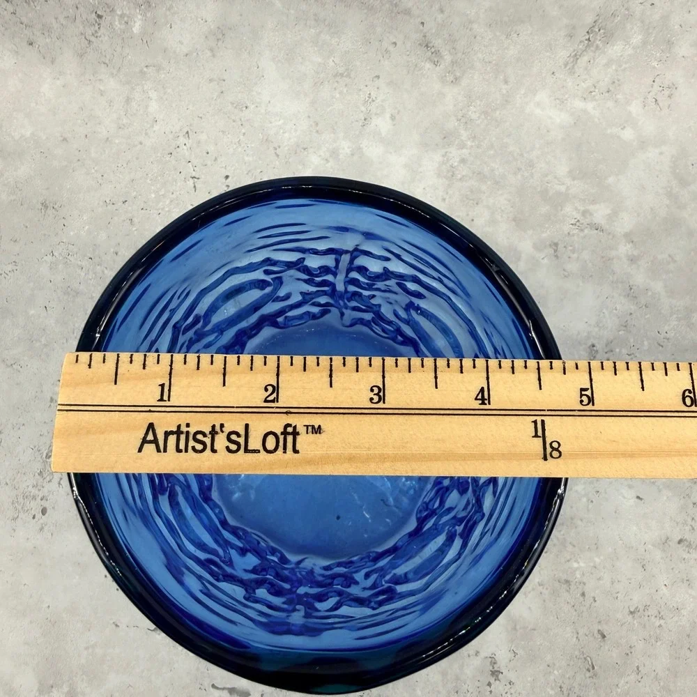 Blenko 9429 Hank Adams Azure Blue Vase Emerald Green Rim Abstract Textured